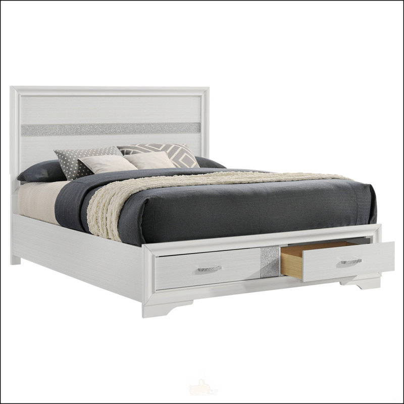 Grand lit de rangement Orchid, Blanc