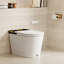 Toilette à bidet allongée avec ouverture / chasse automatique, bouclier en mousse, siège chauffant, eau chaude instantanée, double chasse d'eau 1,0 / 1,28 GPF