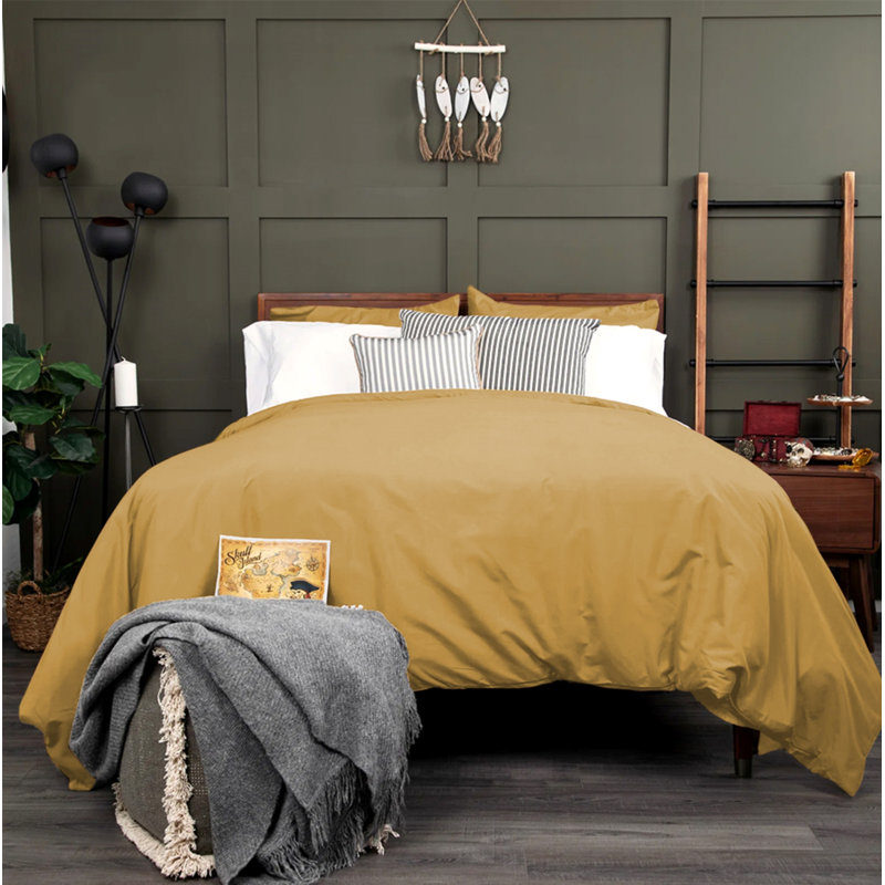 Microfibre 200 TC Plain Reversible Plain Weave Modern & Contemporary Duvet Cover Set, Super King - 2 Standard Pillowcases
