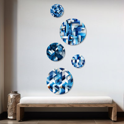 Connaire - Geometric Modern Round Wall Art Set Of 5