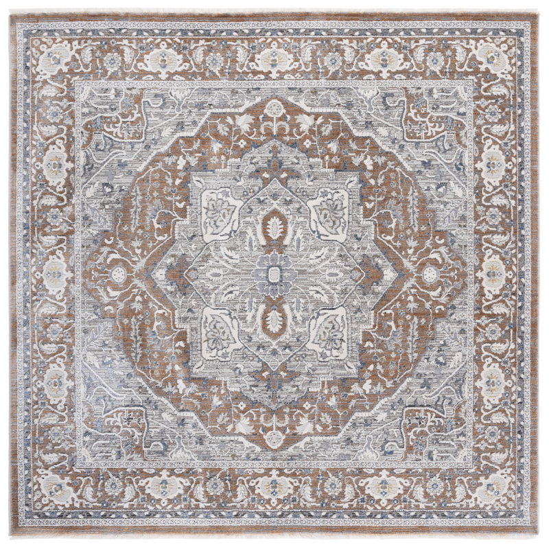 Clover Oriental Indoor Rug, Square 6'7", Red