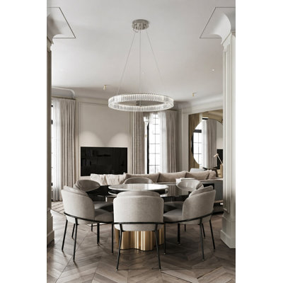 Sabbir LED Chrome Halo Chandelier With Clear Crystal Accents