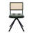Markwart Mid-Century Modern Swivel Task Chair with Rattan Low Back Tufted Seat and Black Steel Frame-484249680