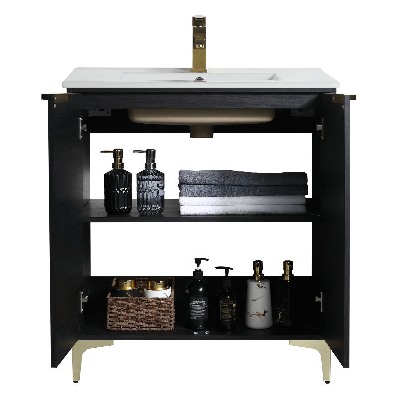 Ensemble de meuble-lavabo simple 30 po Damontrae, Laiton satiné