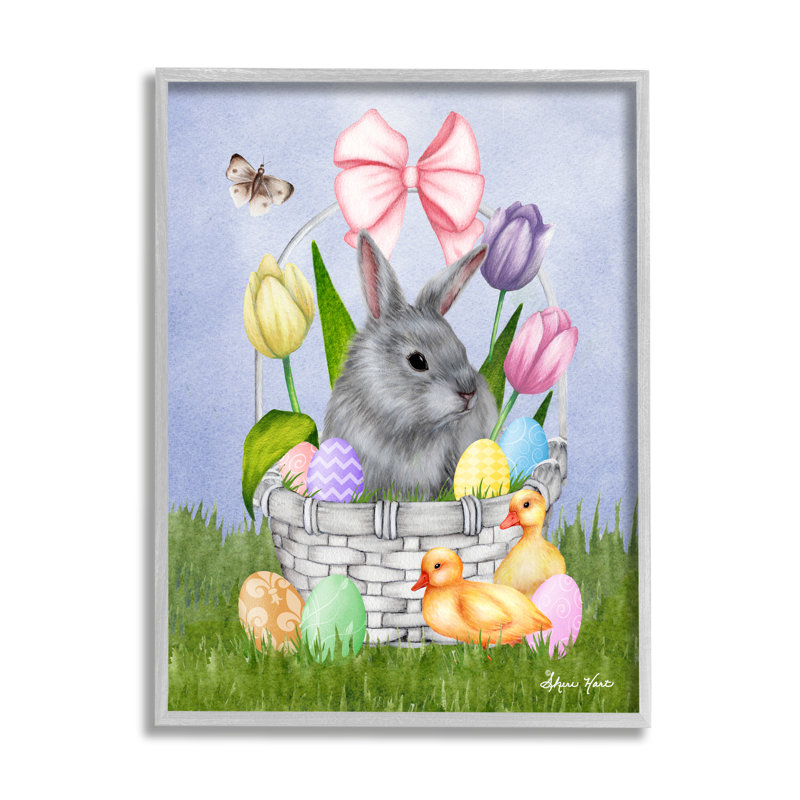 Panier de lapin pastel, Estampe numérique Farmhouse, H 24 po x l 30 po