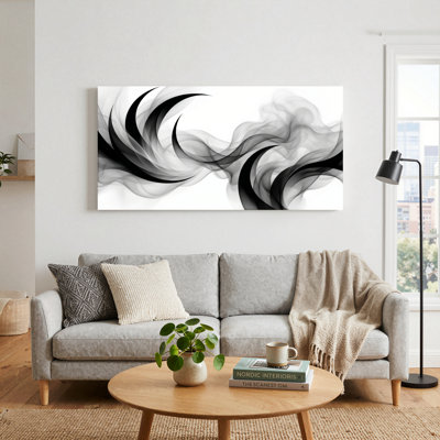 Ensemble de 1 tableau abstrait sur toile représentant de la fumée