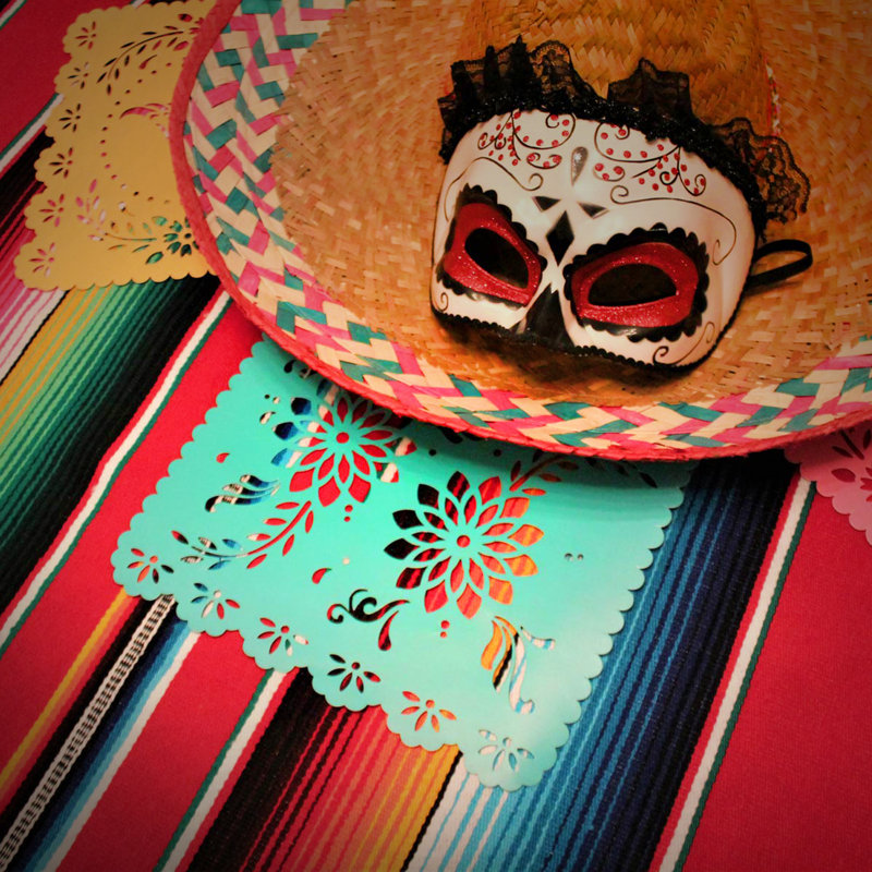 Bannières de fête mexicaines 5 pi 9 pi - Bannière en feutre Papel Picado - Décorations de fêtes mexicaines