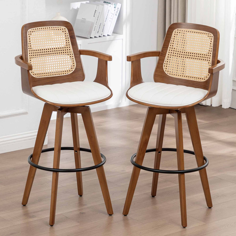 Tabouret de comptoir pivotant Clero, Tabouret de comptoir (siège d'une hauteur de 26 p, Beige