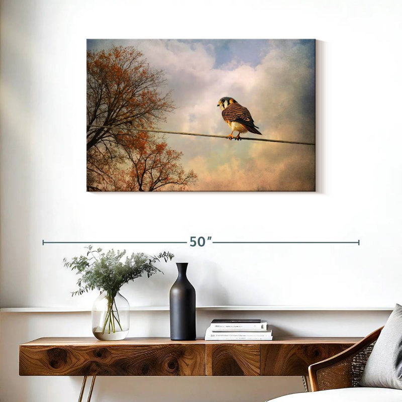 Brampt American Kestrel In Autumn, 24" H x 36" W