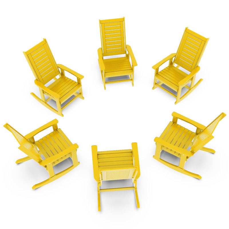 Chaise berçante d'extérieur Hdpe (ensemble de 6), Jaune