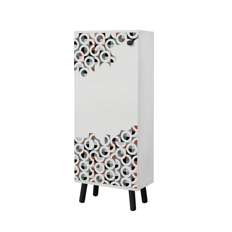 Armoire à chaussures moderne avec pieds et poignées en bois massif, 19,7 po x 53,1 po x 15 po | Panneau de particules 100% enduit de mélamine avec revêtement UV | Design élégant blanc et noir, nombreuses tablettes pour un rangement organisé, élégant et fonctionnel