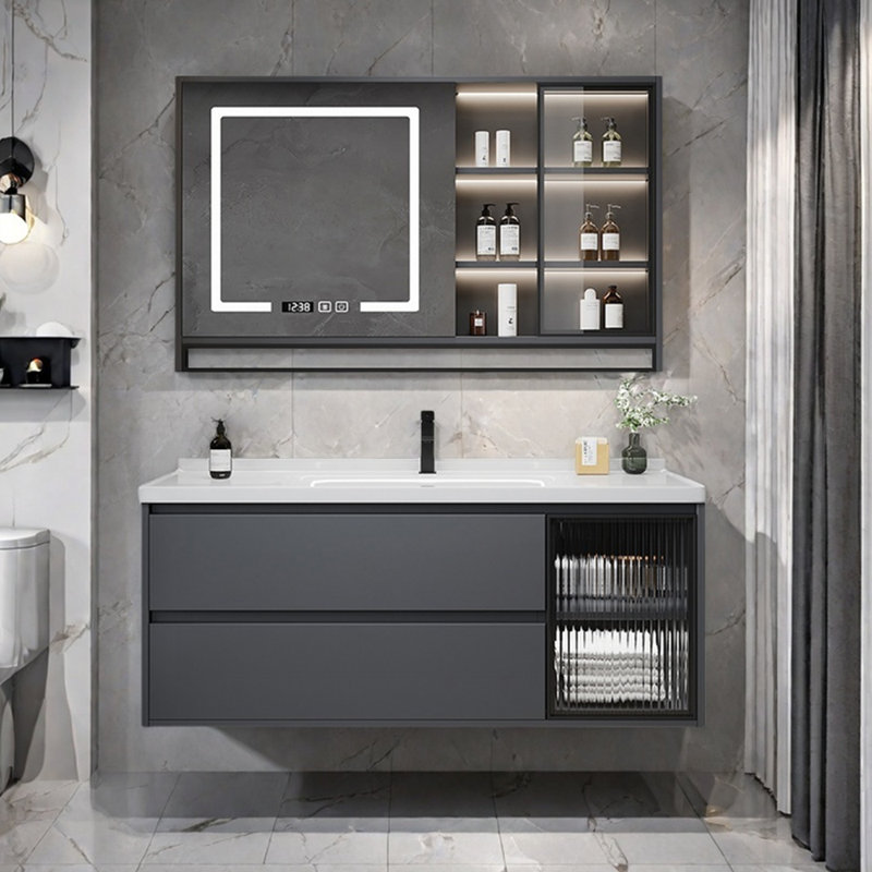 Modern light luxury gray bathroom cabinet