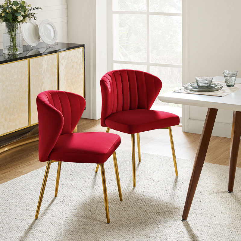 Chaise à oreilles Leona, Velours rouge