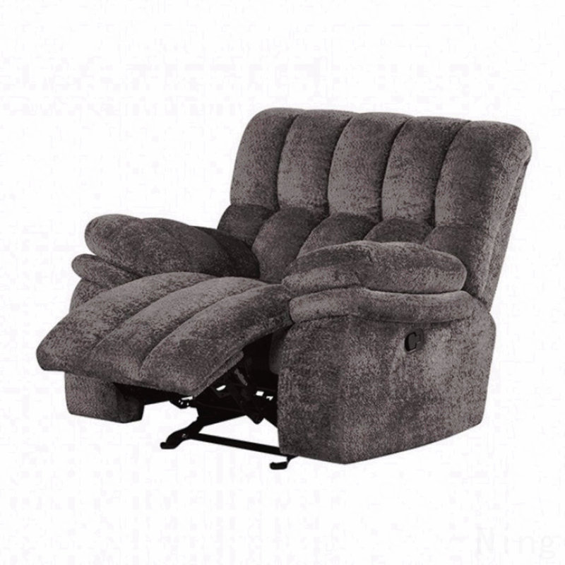 Fauteuil inclinable et oscillant gris foncé avec accoudoirs coussinés, mousse haute densité, Gris