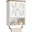 Armoire murale de salle de bain - Armoire à pharmacie rustique avec cloison ouverte et barre à serviettes, armoire de rangement murale avec compartiments ouverts et cachés pour la salle de bain, le salon et la cuisine (blanc et noyer)
