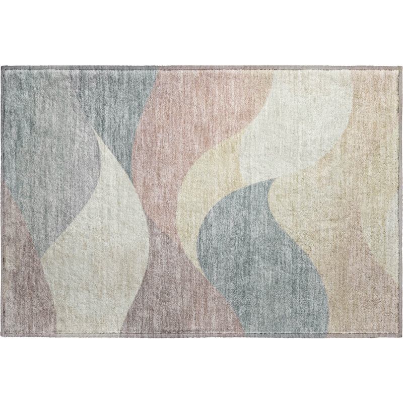 Premium Machine Washable Mayfield  swirls Rug, 1'8" x 2'6", Beige
