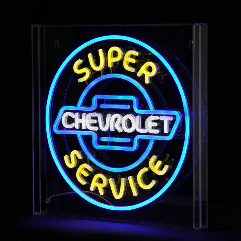 Chevrolet Super Service Blue and Yellow Acrylic LED Sign