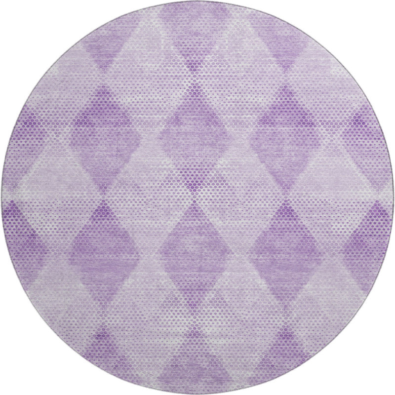 Premium Machine Washable Cerrito Amf539 Lavender Rug, Round 8'