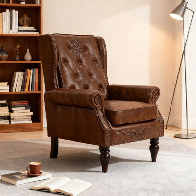Wood Frame Armchair, Modern Accent Chair Lounge Chair with Sturdy Wood Legs for Living Room Bedroom