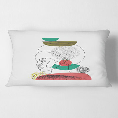 One Line Portrait of African American Women II, housse de coussin rectangulaire et insert