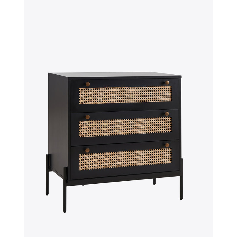 Commode à 3 tiroirs Butera avec 3 grands tiroirs, commode en bois Midho Century