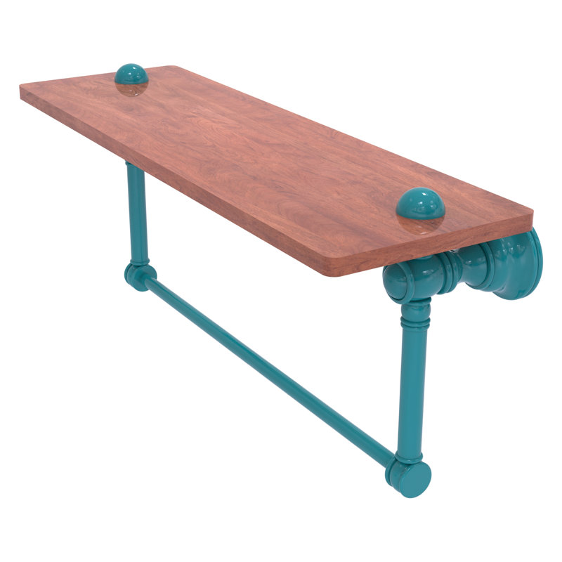 Tablette flottante avec barre à serviettes Carolina, H 7 po x l 16 po x P 5,54 po, Bleu sarcelle Glokzin