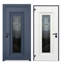 Porte d'entrée extérieure prémontée en acier Ballucio 6044 Gris Graphite, 2 fenêtres latérales et supérieures, inserts en acier inoxydable, style moderne, peinte, dimensions : L 12 + 36 + 12 x H 80 + 16, ouverture à gauche vers l'intérieur-109403961-109403963