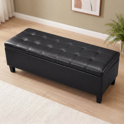 Banc de rangement capitonné en similicuir de 45 po pour le salon