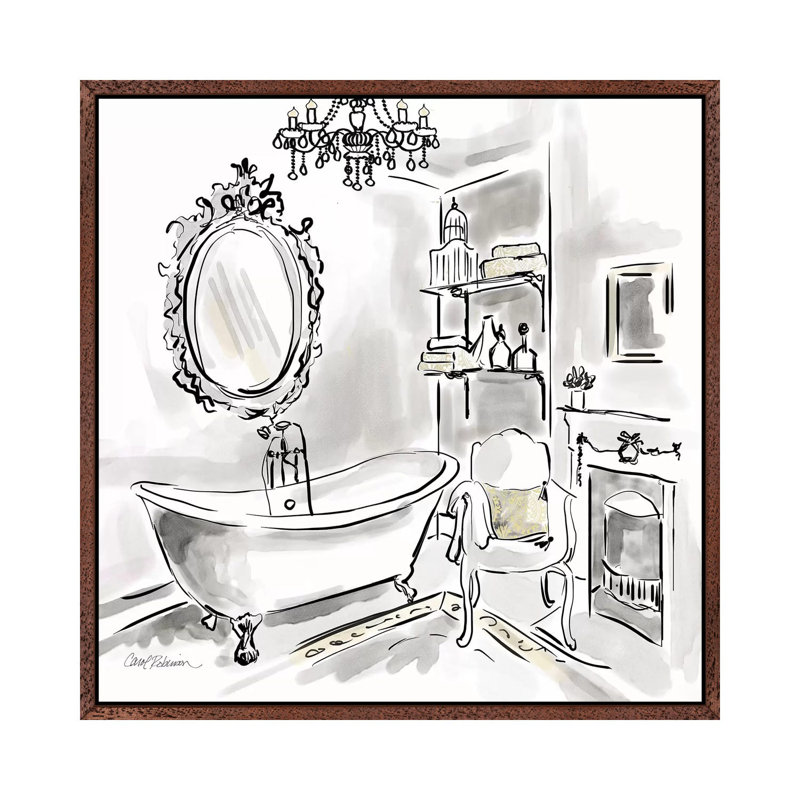 Opulent Bath II by Domonique Brown - Painting on Canvas, 45.72 cm H x 45.72 cm W, Classic Brown Wood Framed