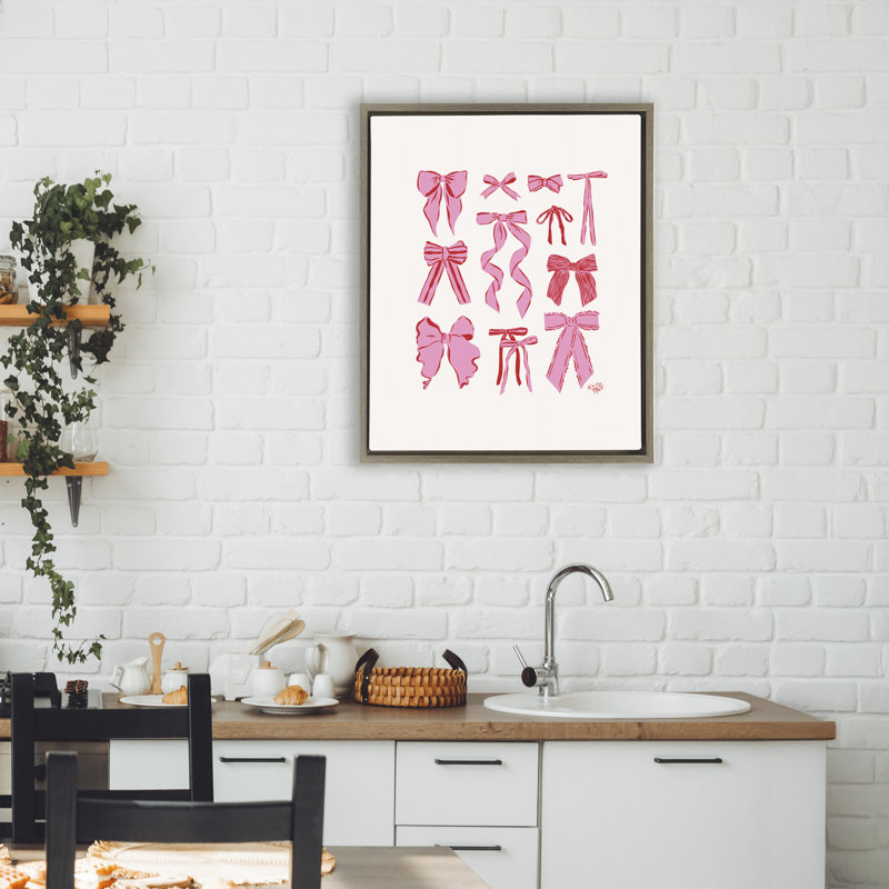 Cadre flottant simple avec nœuds rouges et roses, design par Krissy Mast, H 21 po x l 17 po, Cadre flottant orme Montalcino
