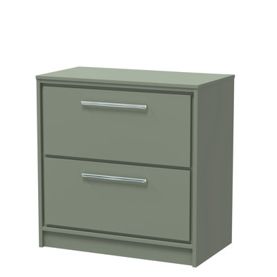 Hudson Reed Lille 600mm Fern Green 2 Drawer Floor Standing Vanity Unit With Co-ordinating Worktop