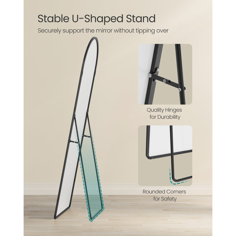 Metal Flat Mirror, 160cm x 50cm, Black