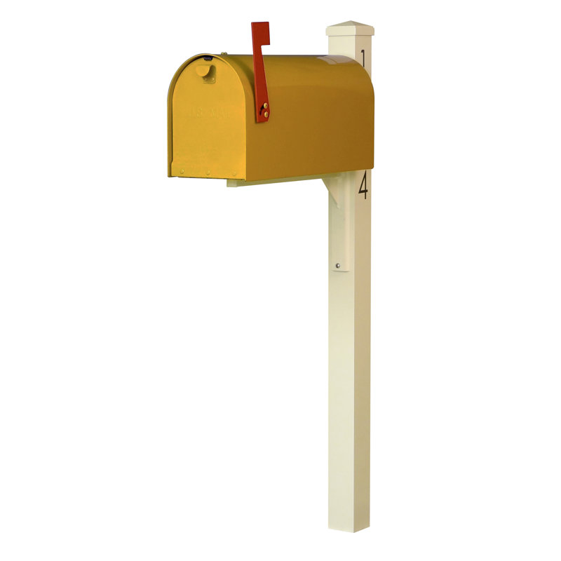 Boîte aux lettres montée sur poteau Rigby, Jaune