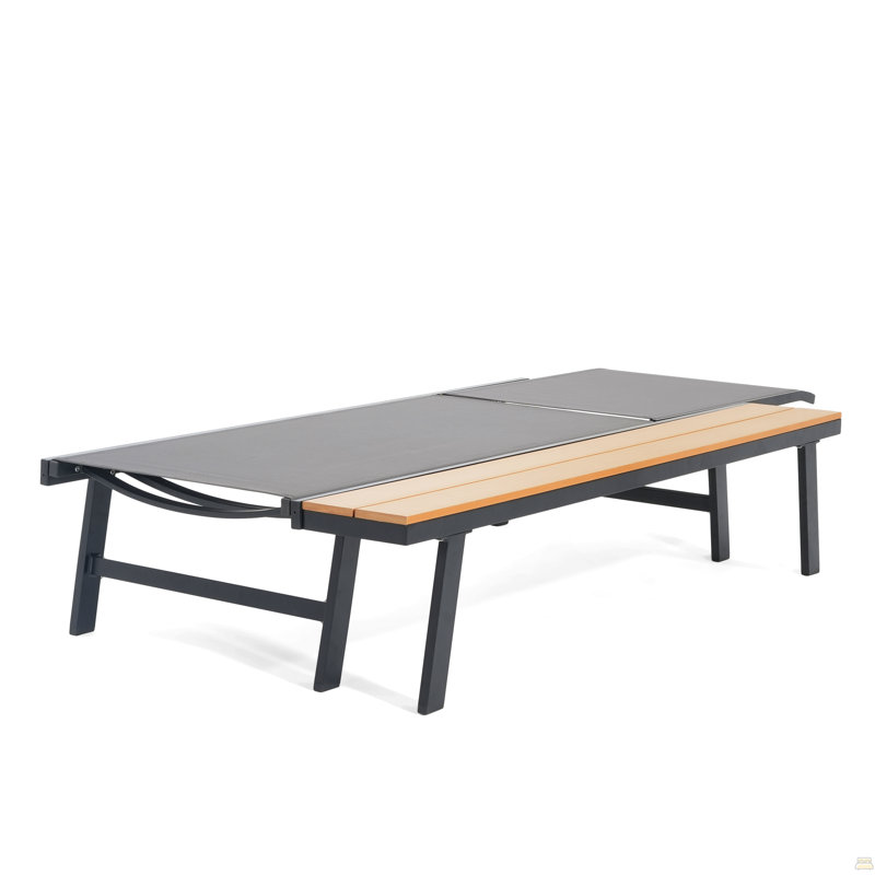 Chaise Lounge With Attached Wood Side Table, 1Pc