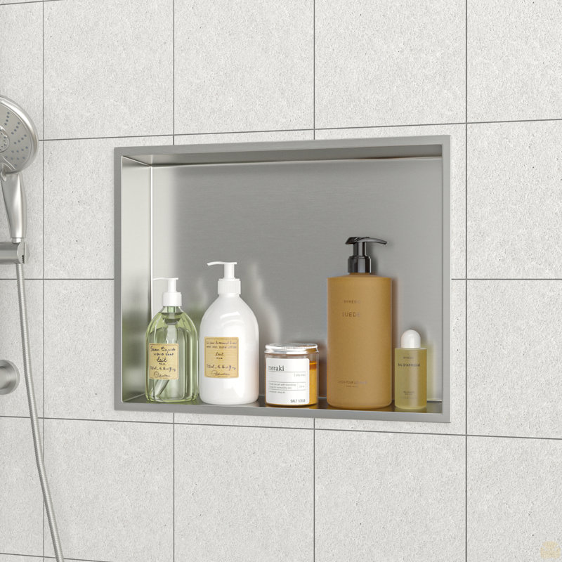 Niche de douche en acier inoxydable 19 po x 15 po, nickel brossé, H 3,94 po x l 19 po x P 15 po, Nickel brossé