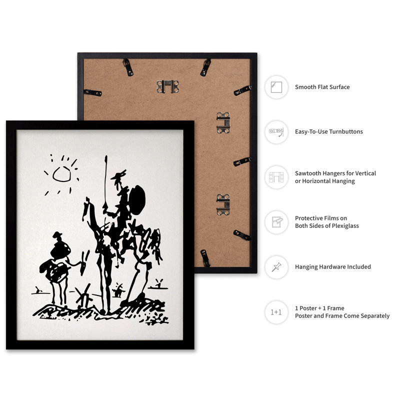 Pablo Picasso - Don Quichotte, Cadre noir, Affiche, H 24 po x l 32 po
