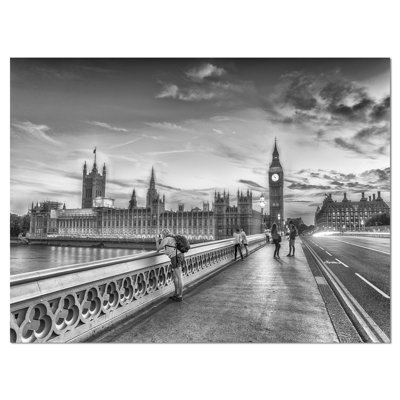 Beautiful Black and White London View Cityscape, reproduction de photo sur toile tendue