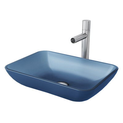 Sottile 18"" L x 13"" W x 4"" H Rectangular Glass Vessel Bathroom Sink with 11"" H Faucet -  VIGO, VGT2109