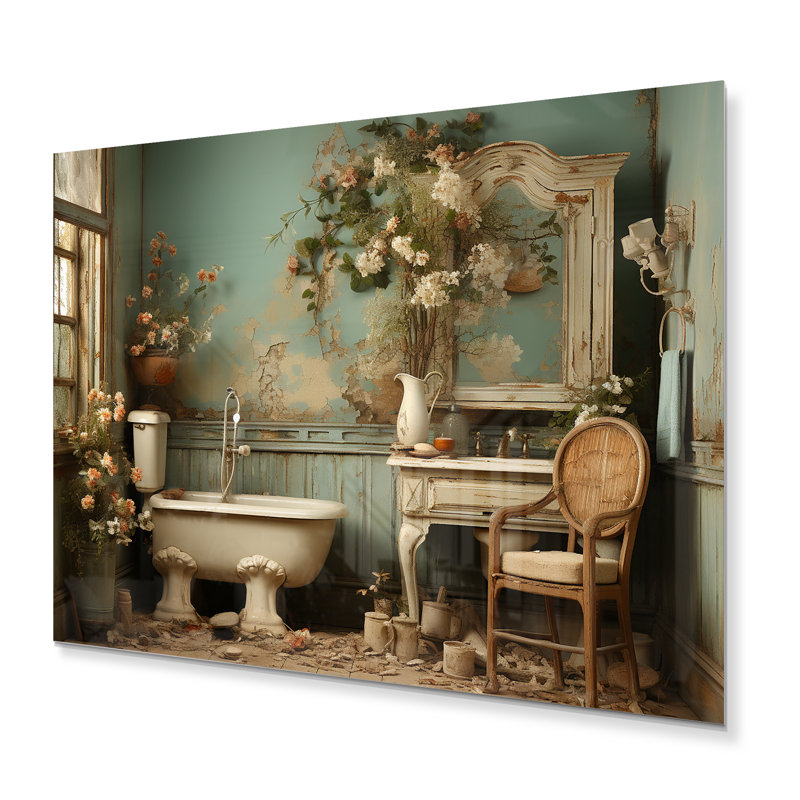 «Bathroom & Bathroom Vintage Charm III - Bath & Laundry», impressions sur métal, H 24 po x l 32 po