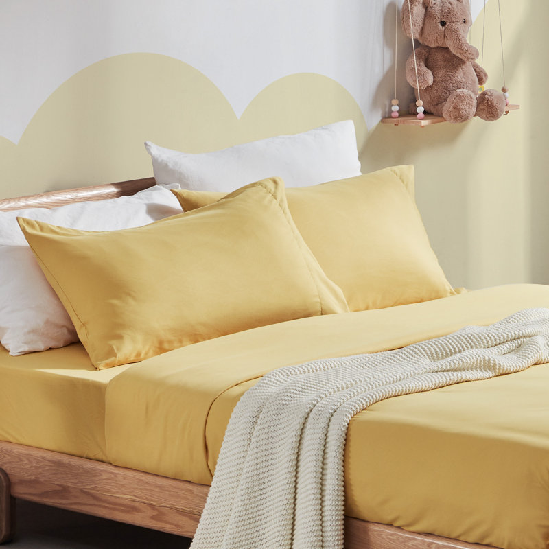 Ginger Yellow Microfiber Queen Kids Bed Sheet Set
