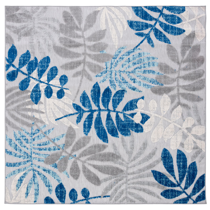 Langford Machine Woven Floral Indoor / Outdoor Area Rug , Square 5'3"