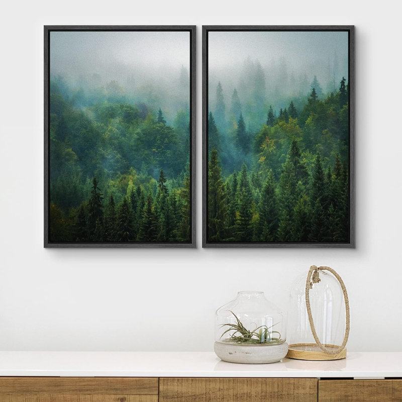 Vue aérienne de la forêt verte, impression de paysage rustique sur toile, 2 pièces, H 24 po x l 32 po x P 1,5 po