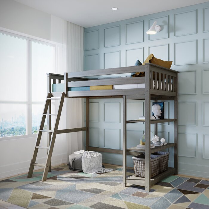 Trule Foote Twin Loft Bed with Shelves & Reviews | Wayfair