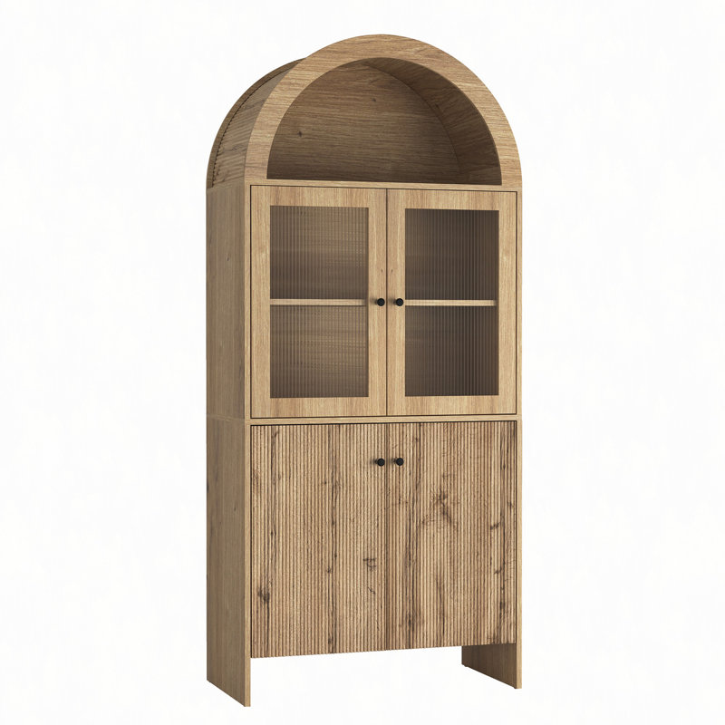 Armoire dôme en bois aggloméré inspiré de la technologie en bois naturel - une combinaison intelligente de rangement pour collations et d'éclairage DEL.