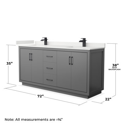 Meuble-lavabo double 72 po avec comptoir en quartz