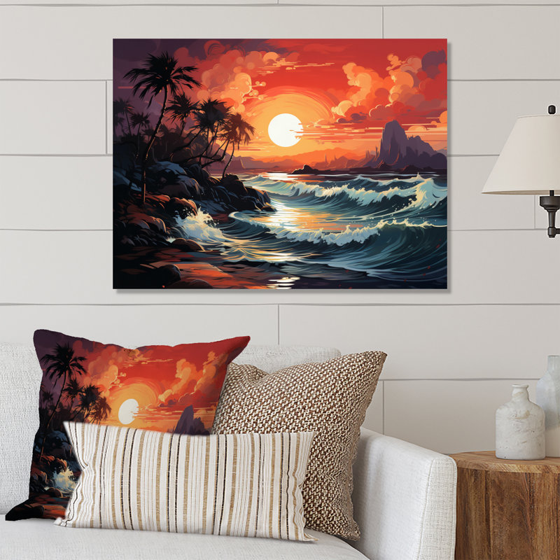 Tropical Paradise II - Décoration murale bord de mer en métal, H 12 po x l 20 po x P 1 po