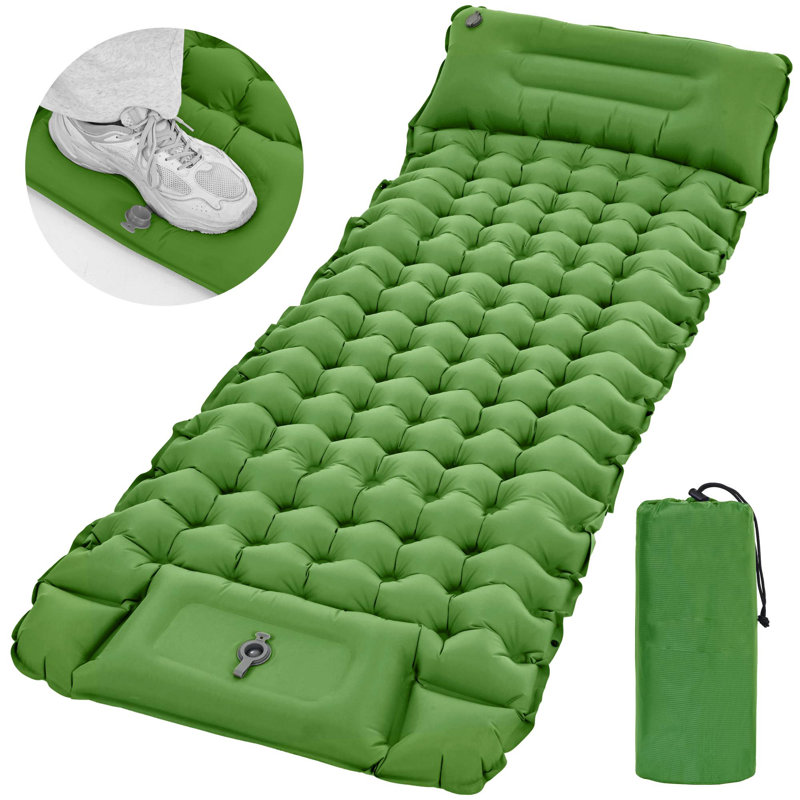 3.9" Inflation Camping Sleeping Pad with Pillow and Foot Pump, Compact Camping Mattress with Carry Bag