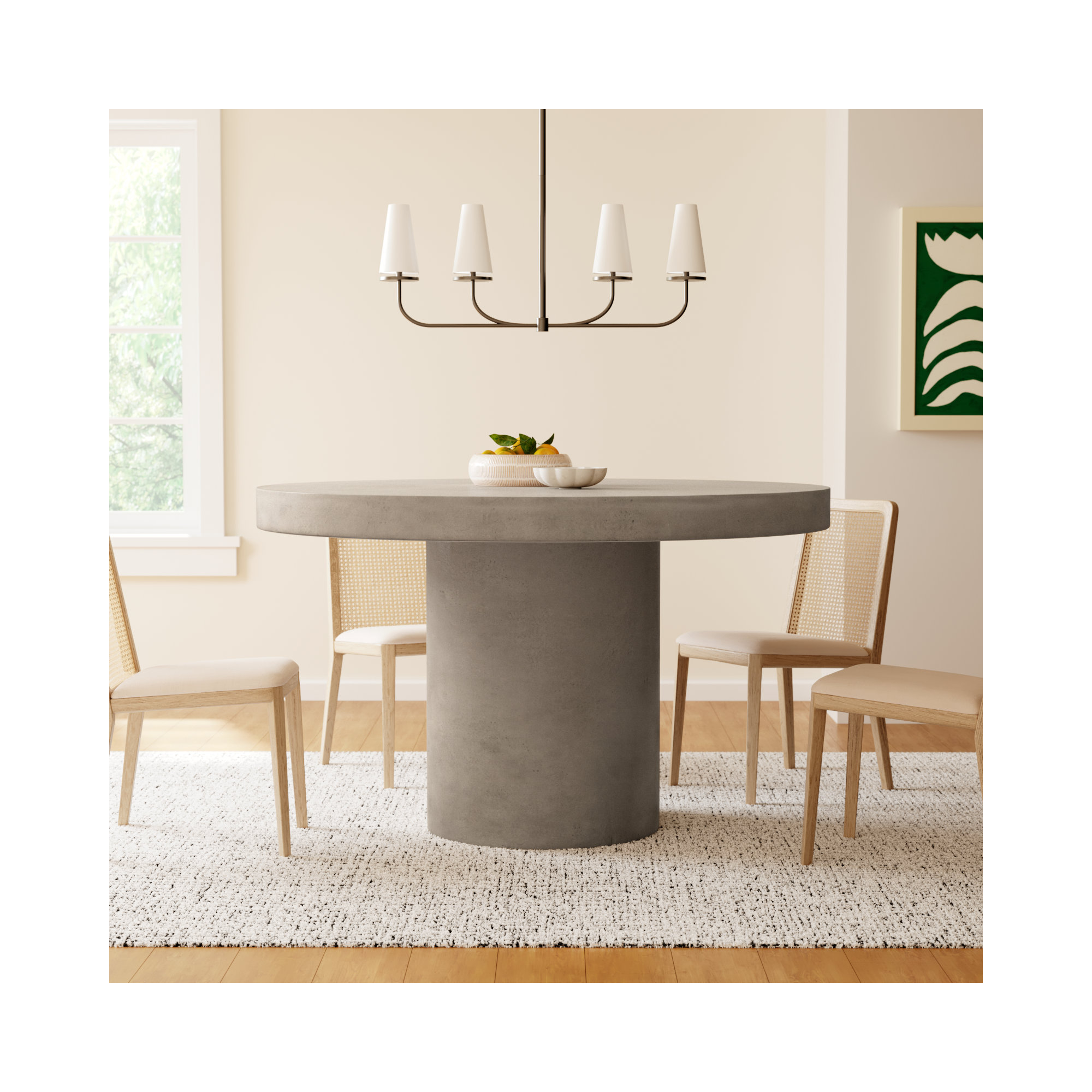 Kareen Concrete Pedestal Dining Table, Counter Table (36.25" Height), 60" Round  , Dark Gray