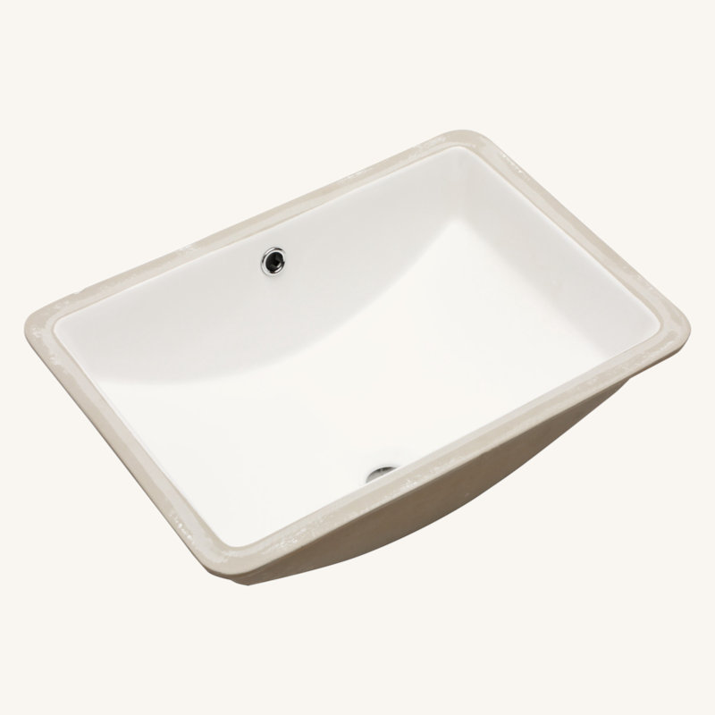 18.5"X13.5" White Ceramic Rectangular Undermount Bathroom Sink With Overflow