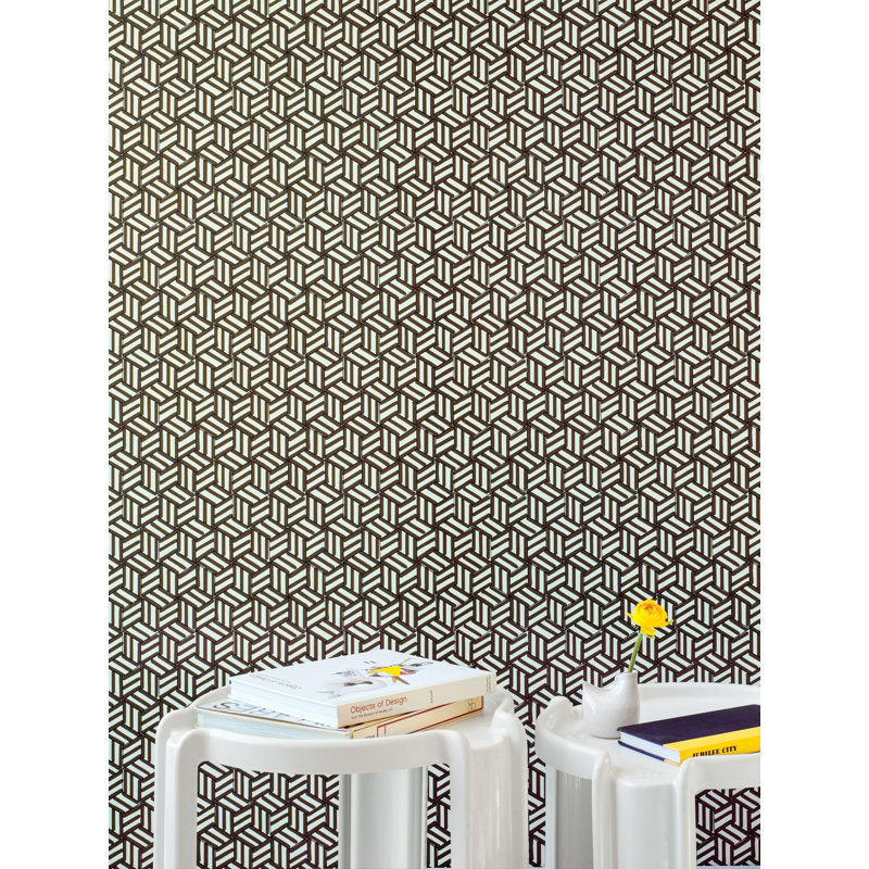 Schumacher x Miles Redd Tumbling Blocks Wallpaper, Black